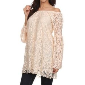 NWOT Lace off the shoulder tunic top